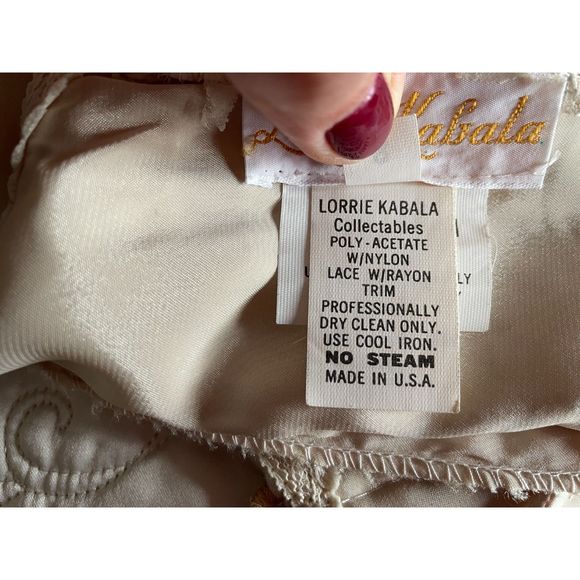 LORRIE KABALA Collectable Vintage Cream Lace Beaded Draped Victorian Dress, Sz 8 - Picture 11 of 16